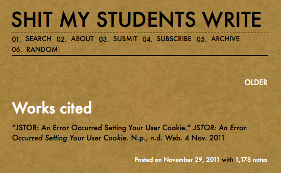 Bad citation from the tumblr blog "Shit my Students Write" Bad citation from the tumblr blog "Shit my Students Write"
